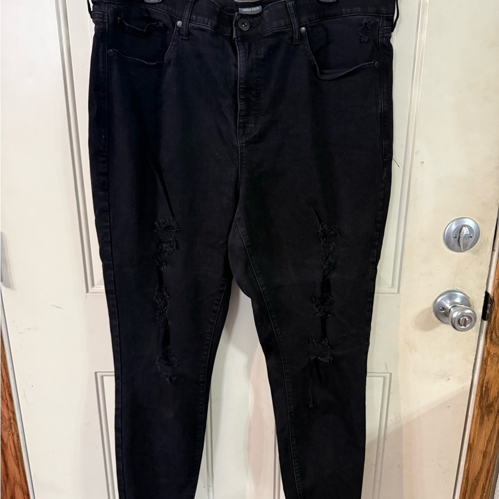 Torrid Black Distressed Sky High Skinny Jeans